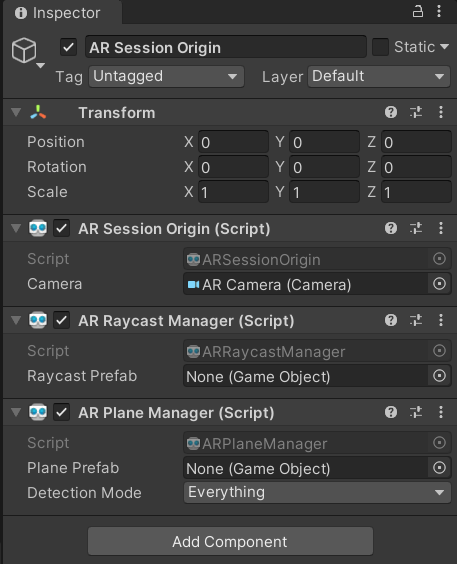 AR Session Origin Components