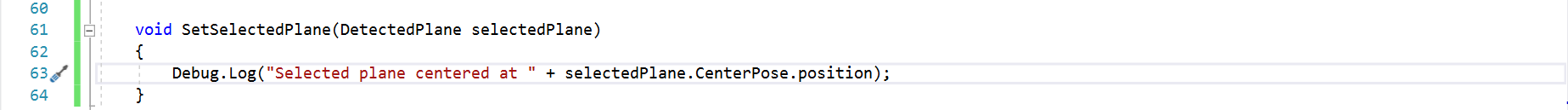 ARCore SetSelectedPlane