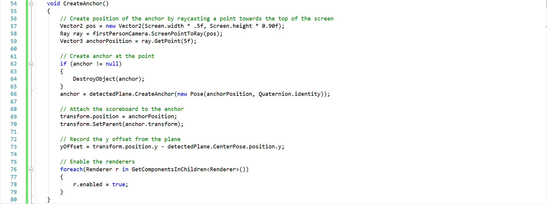 ARCore ScoreboardController CreateAnchor