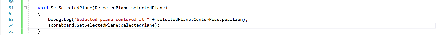 ARCore pass plane to ScoreboardController