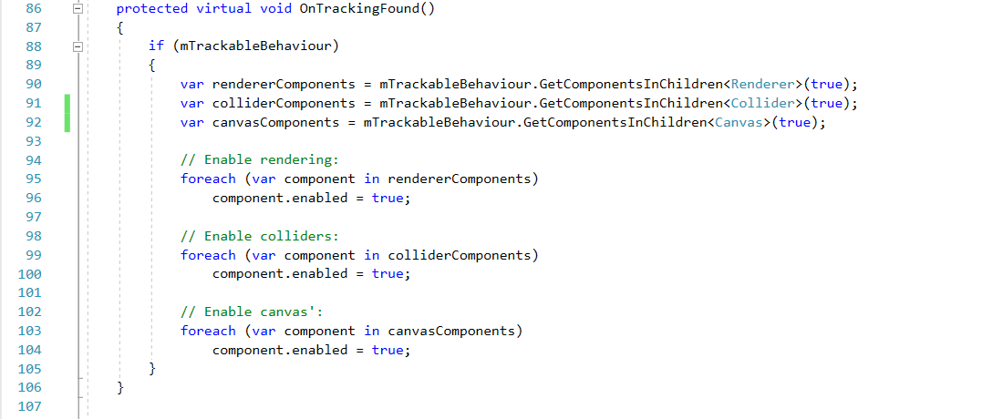 OnTrackingFound method