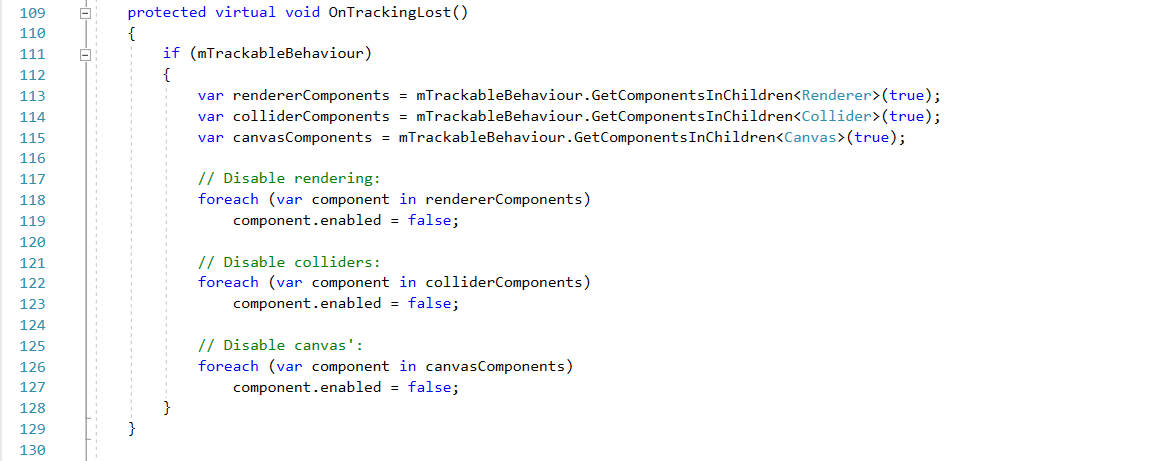 OnTrackingLost method