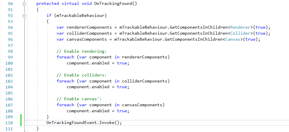 OnTrackingFound method updated