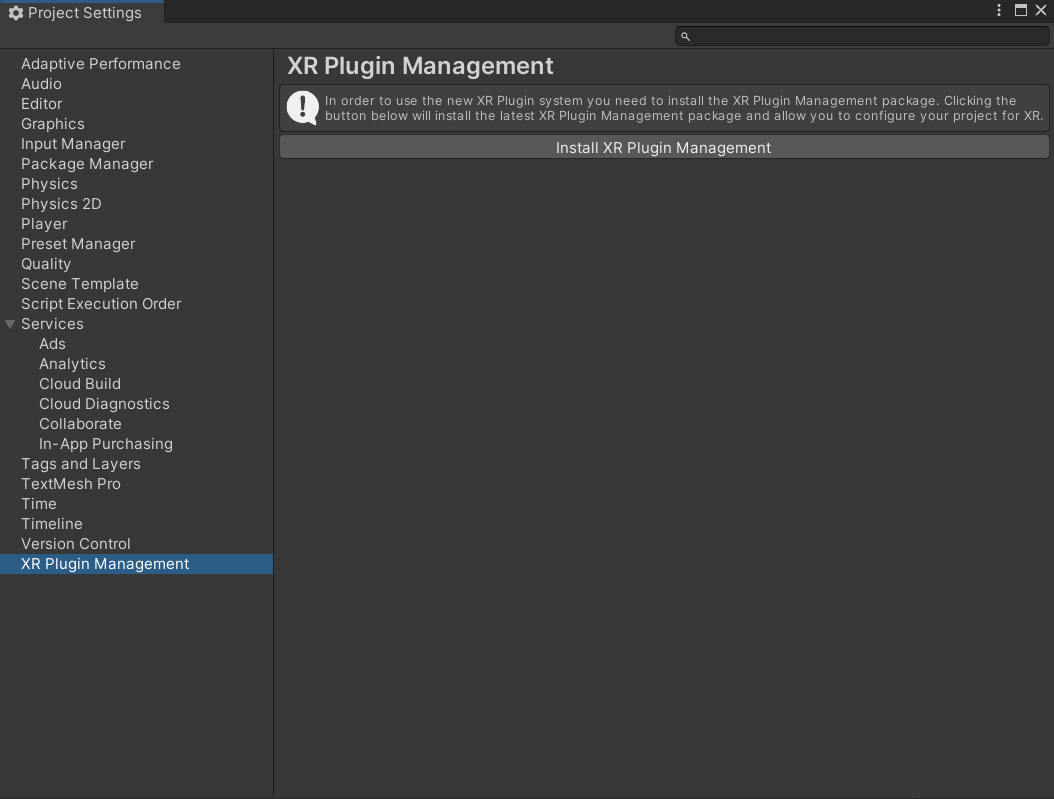 Install XR Plugin Management