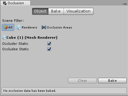 Occlusion Culling Settings Window